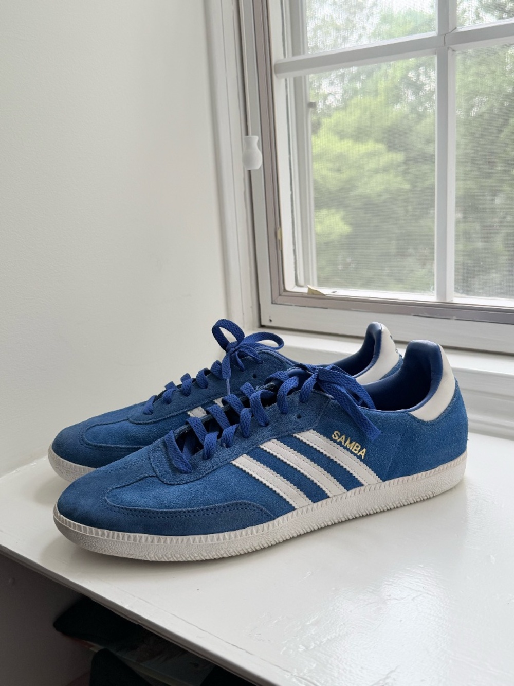 Adidas Samba Blue White Suede Sneakers Men's Size 12